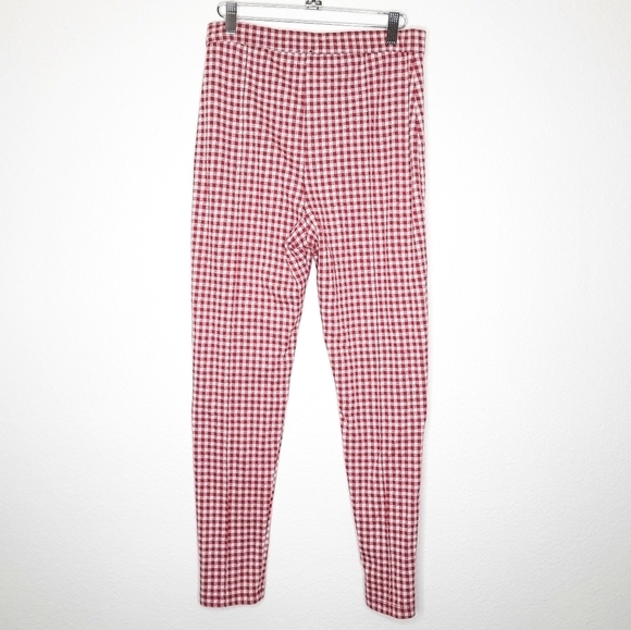 Free People Red and White Checkered Skinny Pants - Picture 4 of 7